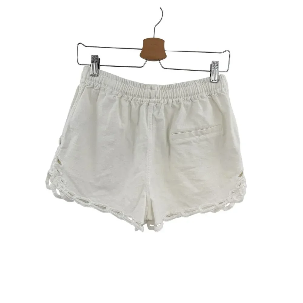 Isabel Marant Etoile Safa Embroidered Cotton Shorts White Size 36 US 4